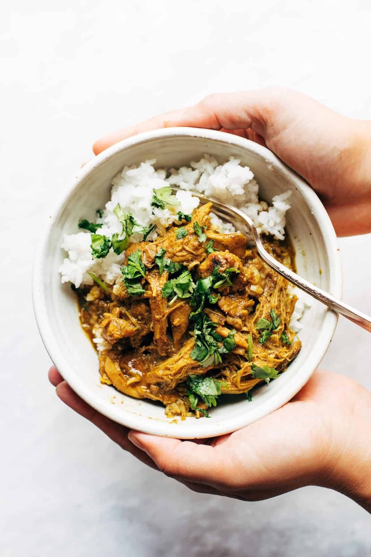 Tandoori chicken in a bowl with rice.
