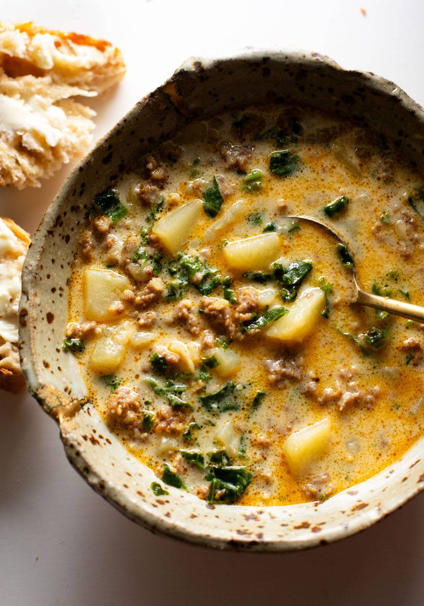 Zuppa toscana in a bowl.